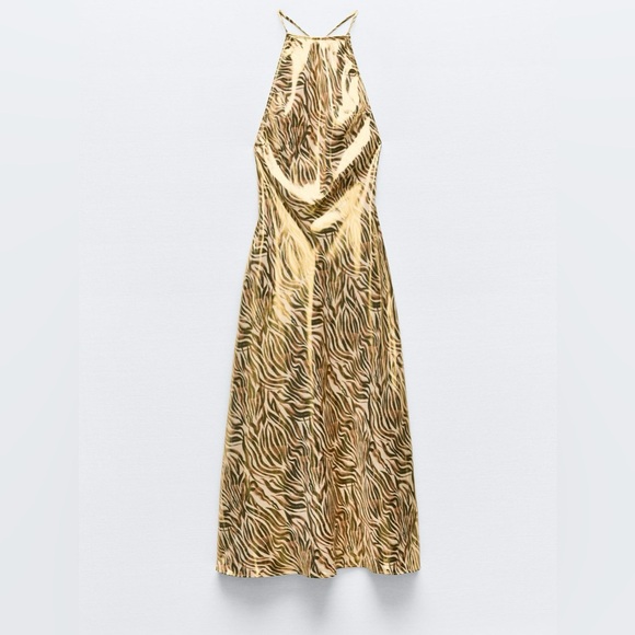 ZARA  FOIL ANIMAL PRINT DRESS - Picture 10 of 13